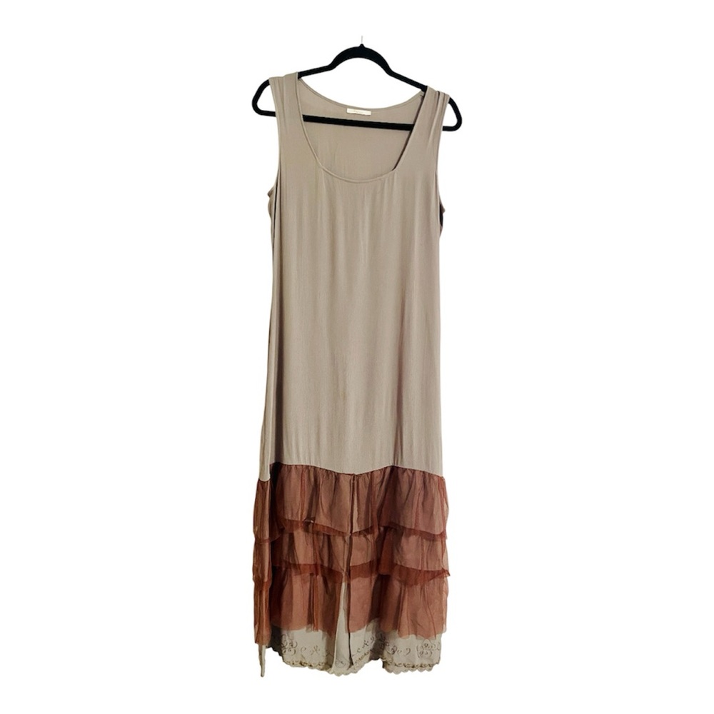 Nataya Women’s Taupe Dress Sz S Titanic Gatsby Jazz Party Wedding Tiered chiffon